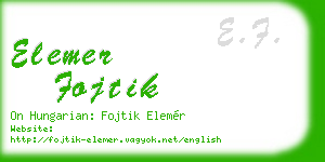 elemer fojtik business card